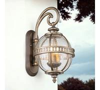 Éclairage D'Extérieur Mur Vintage H: 48,9 CM 2x E14 Aluminium Verre En Bronze