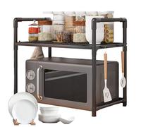 Éclairage du four à micro-ondes - Rack de stockage de comptoir robuste avec crochets, élargi support de niveau | Stand de cuisine à plusieurs usagers pour les contenants d'assaisonnement de pain de ga