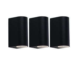 Eclairage extérieur porte d'entrée Up Down applique murale exterieur noir applique extérieure terrasse aluminium, changement de couleur dimmable avec télécommande, 2x LED RGB 3,5W 290lm, lot de 3