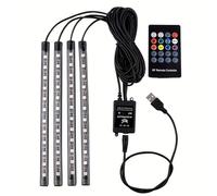 Éclairage intérieur de Voiture avec 48 LED et Bande Lumineuse Multicolore 12 V sous Le Tableau de Bord - Fonction sonore Active et télécommande sans Fil, Port USB pour Camion, (Port USB)