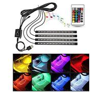 Eclairage Interieur Voiture, 4 en 1 Imperméables Accessoire LED Voiture RGB Bande LED Decoration Voiture avec activée par Le Son de la Musique et Télécommandée, Cadeaux Parfaits