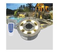 Éclairage LED Annulaire Submersible Pour Fontaine - 12V/24V, Changement De Couleur RGB, Projecteur Paysager Étanche IP68 Avec Orifice Central, Pour Fontaines, Piscines Et Jardins(White,18W (12V))