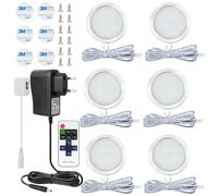Éclairage LED Cuisine Sous Meuble 6 Pièces, Lampe de Placard Blanc Chaud 3000K 4000K 6000K, Éclairage de Vitrine pour Cuisine, Armoires, Cabinets et Dressings