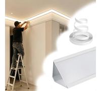 Éclairage LED en forme de couronne avec diffuseur en acrylique, 2 m (2 m) pour plafond et mur, décoration indirecte en aluminium, design moderne blanc pour ambiance intérieure