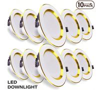 Éclairage LED encastré au plafond ultra-fin de 4 pouces, à intensité réglable, 3 températures de couleur sélectionnables 3000K/4000K/6000K, 7W 650LM, cadre à déflecteur pour cuisines, salons, chambres
