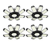 Eclairage LED Garage 210W - 4 PACK 21000LM 6500K Super Brillant Eclairage Atelier Déformable à 8+1 Panneaux Ajustables, Base E26/E27 Plafonnier LED pour Garage, Entrepôt, Cave, Atelier, Débarras