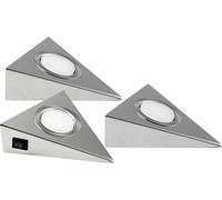 Éclairage LED pour meuble Heitronic GENUA jeu de 3 LED LED intégrée 6 W blanc chaud acier inoxydable