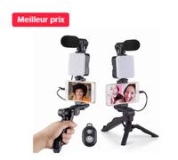 Éclairage Live 49 LED 5600K + Microphone + Trépied ABS 10cm pour Créateurs Contenu KIT STUDIO PHOTO