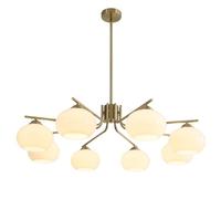 Éclairage Lustre Spoutnik en forme de globe en verre blanc à 8 lumières, plafonnier semi-encastré moderne doré du milieu du siècle, lustres Spoutnik, lustre en boule de verre de lait, îlot de cuisine