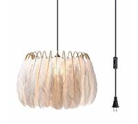 Éclairage Nordic Feather Chandelier White Feather Suspendu luminaire avec 14,8 Pieds Plug in Cord Pendant Gold Pendants pour Filles Chambre Chambre