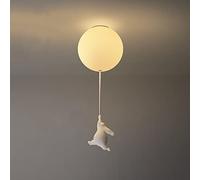 Éclairage Ours Mignon attrapant Ballon plafonnier Dessin animé Anime Ours Polaire Lustre Ours en Peluche Blanc Confession Lustre avec Abat-Jour en Verre Chaud bébé Chambre Balcon Hall (Taille : L)