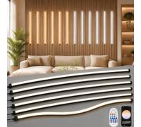 Éclairage Panneaux Acoustiques, Bandes LED Encastrables Sécables et à Intensité Variable 6x100cm 2700-6500K Blanc Chaud au Blanc Froid Télécommande et Contrôle via App Couleur Luminosité Réglables