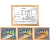 Éclairage Peinture Décoration 3 couleurs Luminous LED Light Up USB Powered Moderne Art Minimalist Shadow f��r chambre à coucher salon allume