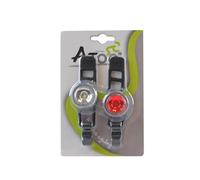 Éclairage pile avant+arrière 1 LED 2 fonction fixation avant cintre/arrière tige de selle Optimiz Noir TU