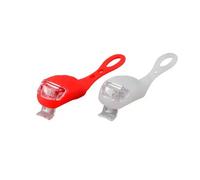 Éclairage pile avant+arrière 2 LED 10 lumens 3 fonctions bracelet silicone Optimiz Blanc TU