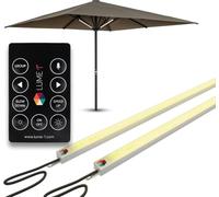 Éclairage pour parasol avec télécommande, lampes pour la restauration, 2 bandes LED, blanc chaud avec 1000 lumens, 2700 kelvins, éclairage agréable, batterie inc. lot intelligent de 2, modèle 2026