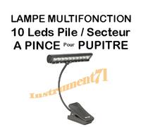Eclairage Pupitre Orchestre à 10 Led 2 Niveaux de Réglage Fixation par Pince