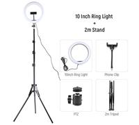 Éclairage ring light LED à intensité variable avec trépied de 2/1.5m,33/26cm,lumière chaude/froide,pour photographie,YouTube et TikTok -26CM Lamp Kit C