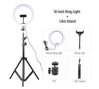 Éclairage ring light LED à intensité variable avec trépied de 2/1.5m,33/26cm,lumière chaude/froide,pour photographie,YouTube et TikTok -26CM Lamp Kit B