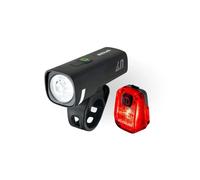 Sigmaitalia Kit éclairage vélo Aura 40 + Hiro 10 - Avant et arrière USB-C rechargeable Noir/Rouge