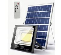 Éclairage solaire extérieur, Éclairage de solaire LED avec télécommande, Alimenté par énergie solaire, Allumage/Extinction automatique du crépuscule à l'aube, Étanche, Équivalent à un projecteur LED, 