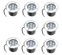 Éclairage Souterrain LED 7 W, Lot de 8 Spots encastrés d'extérieur Basse Tension IP67, éclairage paysager au Sol, éclairage de Jardin encastré (lumière Verte 12 V) (lumière Blanche 12 V)