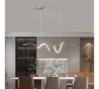 Éclairage suspendu 55 W, luminaire suspendu LED à intensité variable pour restaurant avec télécommande, plafonnier réglable en hauteur, lustre au design créatif moderne, pour bar de cuisine (chrome)