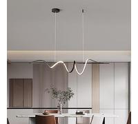 Éclairage suspendu 55 W, luminaire suspendu LED à intensité variable pour restaurant avec télécommande, plafonnier réglable en hauteur, lustre au design créatif moderne, pour bar de cuisine (noir)