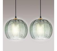 Éclairage Suspendu en Verre, Suspensions Modernes pour îlot De Cuisine, Lampe Suspendue De Style Ferme en Verre Vert, Plafonnier à Cordon Réglable pour évier De Couloir De, 2 Packs