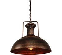 Éclairage suspendu industriel léger en métal, éclairage suspendu industriel nautique grange suspension simple avec dôme rustique en forme de bol monté plafonnier lustre E26/E27 (rouille) small gift