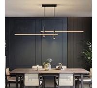 Éclairage Suspendu LED Moderne à intensité Variable pour îlot de Cuisine, Lustre LED linéaire avec Spots, Suspension réglable à LED pour Table de Salle à Manger - Noir 120 cm, iok34-003