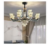 Éclairage Suspendu, Lustre LED en Cristal avec Bras Lumineux en Acrylique for Salon et Salle à Manger. Lustres Modernes(RC Dimming,ED90CM 12head)
