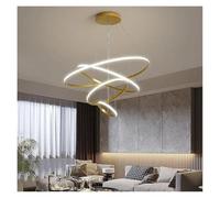 Éclairage suspendu, Plafonnier LED circulaire nordique, luminaire décoratif d'intérieur, idéal for un salon, une salle à manger ou cuisine(Gold-4ring)