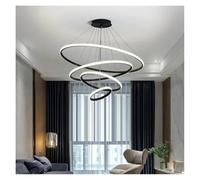 Éclairage suspendu, Plafonnier LED circulaire nordique, luminaire décoratif d'intérieur, idéal for un salon, une salle à manger ou cuisine(Black-4ring)