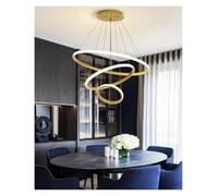 Éclairage suspendu, Plafonnier LED circulaire nordique, luminaire décoratif d'intérieur, idéal for un salon, une salle à manger ou cuisine(Gold-3ring-b)
