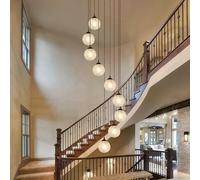 Éclairage suspendu, Post-moderne Loft pendentif lumière Duplex Villa salon plafond lustre luxe escalier LED lampe suspendue décor à la maison éclairage(9 heads,Warm white)