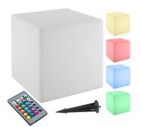 Eclairage - TECTAKE - Lampe cube avec ampoule LED LUMINOUS CUBE et télécommande 12W - Blanc - Taille S 35 x 35 x 35 cm