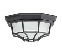 Plafonnier extérieur en métal et verre avec diffuseur design noir contemporain [EEK: A++]