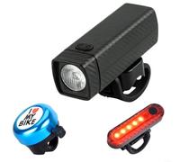 Éclairage Vélo Nuit Pour VTT pour vtc Route Éclairage Vélo Nuit | LED haute luminosité, port USB rechargeable, kit pour avant et arrière inclus, sonnette offerte, sécurité nocturne(1)