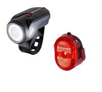 ECLAIRAGE VELO RECHARG.USB AV+AR SIGMA LED AURA 35 FL/NUGGET II NOIR