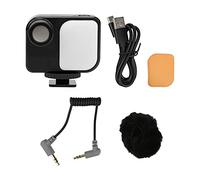 Éclairage Vidéo LED 2 en 1 avec Microphone Super Cardioïde, Portable, 5 Niveaux de Luminosité, Batterie Intégrée - Lumière Douce, Installation Rapide, Parfait pour Vlog et