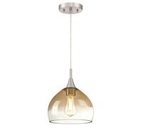 Éclairage Westinghouse 63669 Luminaire suspendu d'intérieur à une lampe, finition nickel brossé avec verre clair et ambré