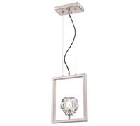 Éclairage Westinghouse 63676 Luminaire suspendu d'intérieur Zoa à une lampe, finition nickel brossé avec verre cristallin