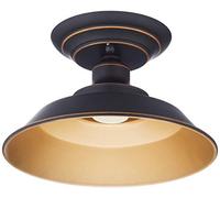 Éclairage Westinghouse 63701 Luminaire de plafond d'intérieur à une lampe Iron Hill à montage semi-encastré de 22 cm, finition bronze huilé à reflets