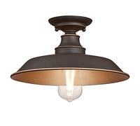 Éclairage Westinghouse 63703 Luminaire de plafond d'intérieur à une lampe Iron Hill à montage semi-encastré de 30 cm, finition bronze huilé à reflets