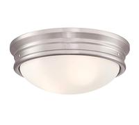 Éclairage Westinghouse 63707 Luminaire de plafond d'intérieur à deux lampes Sophia à montage à ras de 33 cm, finition en nickel brossé avec verre dépoli