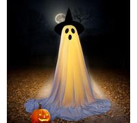 Éclairer fantôme | Ghosts of Halloween | Décorations Halloween Ghost extérieur avec des lumières à LED et télécommande | Tissu Blanc Effrayant Les fantômes Debout décoration pour porches, Jardins