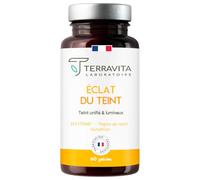 Eclat du Teint | Pépins de Raisin OPC + Extrait de Myrtille SEPITONE + Vitamine C + Glutathion Réduit | Peau Éclatante et Unifiée | Action Antioxydante | 60 Gélules Vegan | Made in France | Terravita