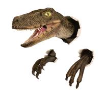 Éclatement D'art Mural De Dinosaure - Détails De Résine Texturée, Conception De Griffe Féroce | Sculpture À Thème Jurassique Fissuré Mural, Réplique De La Tête De La Créature, Pour Le Couloir