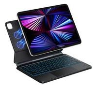 ÉClavier Rétroéclairé 7 Couleurs MICREAR avec Pavé Tactile pour iPad Air 13 pouces (M3/M2) et Pro 12.9 pouces - Design Magnétique Flottant - AZERTY noir